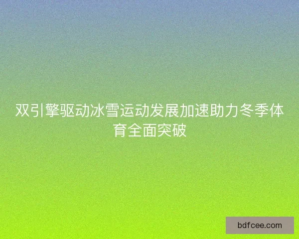 双引擎驱动冰雪运动发展加速助力冬季体育全面突破